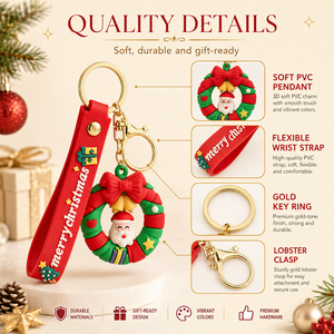 Llavero de Papá Noel, Lindo Llavero Navideño 3D de PVC, Correa de Muñeca con Colgante de Feliz Navidad, Regalo de Navidad, Dropshipping - Product Image 3