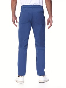 Men's Blue Straight Fit Golf Pants With Side Pockets Quick Dry Casual Trousers Summer Wear - Product Image 4