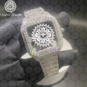 Reloj de Lujo para Hombre, Caja Cuadrada de 40 mm, Movimiento Mecánico Analógico, Correa de Acero Inoxidable con Incrustaciones de Diamantes, Esfera de Cristal Luminoso, Automático - Product Image 1