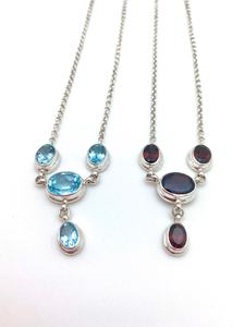 Sterling Silver Garnet Blue Topaz Drop Necklace Elegant Gemstone Jewelry Women Gift Handmade Wholesale Supplier - Product Image 6