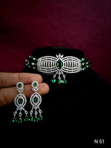 Luxury American Diamond <b>Choker</b> Jewelry Set <b>Silver</b> Plated Rose Pink Bead Necklace & Earrings CZ Cubic Zirconia Wedding Jewelry - Product Image 6