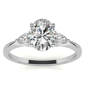 แหวนหมั้นเพชรทรงรีและทรงหยดน้ำเพาะเลี้ยงธรรมชาติ 3 เม็ด ประดับลายดอกไม้ สำหรับผู้หญิงและเด็กผู้หญิง สวมใส่ในงานแต่งงาน - Product Image 1