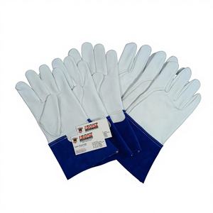 ถุงมือเชื่อม ISONZ แบบมีโลโก้สั่งทำพิเศษ สำหรับเชื่อมแบบ TIG/MIG ทำจากหนังแท้ชั้นดี ขอบหนังกลับสีน้ำเงิน ป้องกันการบาด ป้องกันการลื่น ป้องกันแรงกระแทก สำหรับช่างเชื่อม - Product Image 1