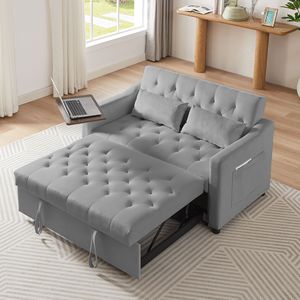 Divano Letto in Velluto Grigio - Product Image 2