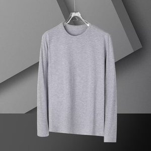 T-shirt de base pour homme à manches longues, col rond, grande taille, personnalisé avec logo OEM, prix usine Chine Bangladesh - Product Image 4