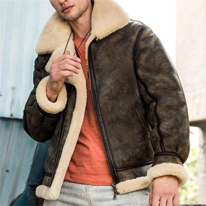 Blouson aviateur en cuir d'hiver haut de gamme avec col en fourrure luxueux, design respirant, coupe confortable et chaude, et service de personnalisation de marque - Product Image 2