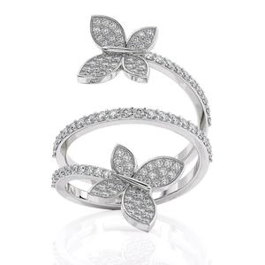 Customize 14K Solid Gold Butterfly Wrap <b>Ring</b> Lab Grown Diamond Pave Set Twin Butterfly Bypass <b>Ring</b> <b>Adjustable</b> Statement Jewelry - Product Image 6