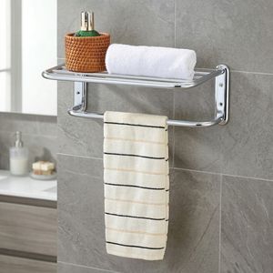 Étagère d'angle moderne pour rangement de salle de bain, double niveau, finition chromée, capacité de 5 lb, pour la maison, les hôtels, vente sur Shopee, fabricant - Product Image 1