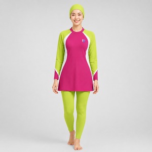 Plus Size Islamic Long Sleeve 2-Piece Print Bikini <b>Set</b> Women High Cut <b>Waterproof</b> Quick Dry Washed Eco-Friendly Beachwear - Product Image 1