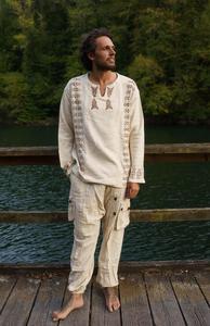 Kurta Túnica Artesanal Bordada a Mano para Hombre, de Algodón Blanco, Sostenible, Ecológica, de Moda Sostenible, Camisa de Manga Larga - Product Image 2