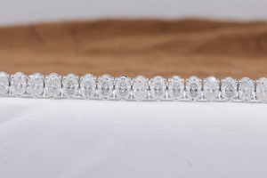 Luxury Moissanite Oval Tennis Bracelet Iced Out Prong <b>Set</b> Link Bracelet Silver Finish Elegant Sparkling Jewelry Gift - Product Image 3