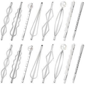 Barrettes à cheveux géométriques dorées avec perle pour femmes, pour les fêtes et l'usage quotidien, 6*3.5cm, Hemasa Fashions - Product Image 6