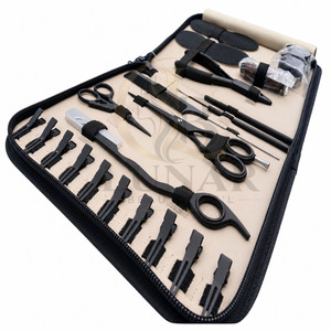 Kit d'outils professionnels pour extensions de cheveux, pinces noires mates, ciseaux, clips, peigne, crochet, ensemble complet d'outils pour extensions de cheveux en salon - Product Image 2
