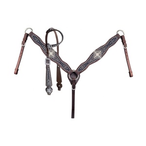 Newly Arrival 100% Genuine Leather Western Headstall & Breast Collar Set With <b>Stud</b> Work Manufacture Supplier Saman Exports - Product Image 5