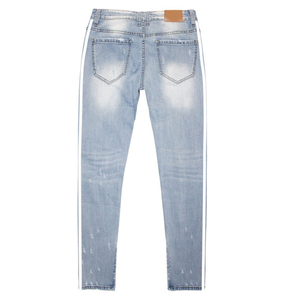High Quality Men Denim Jeans Slim Fit <b>Stretch</b> Y2K Vintage Pencil Pants Ripped Custom OEM Bulk Wholesale - Product Image 3