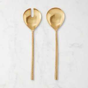 Metal Decorative Gold Plated Salad <b>Servers</b> with Handmade Unique Design with Antique Finished Handles Elegant Spoon Utensil Set - Product Image 6