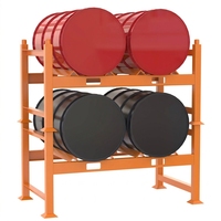 Support de stockage double tambour surélevé avec poches pour fourches, robuste et empilable, pour fûts de 30 et 55 gallons
