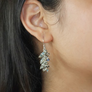 Boucles d'oreilles pendantes tendance en argent sterling 925 avec labradorite naturelle, serties de griffes, facettées, en forme de rondelle, avec crochet français pour femme - Product Image 4