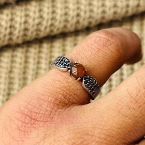 Boho Garnet <b>Solitaire</b> Brass <b>Ring</b> <b>silver</b> Plated Accent Stones Womens <b>Ring</b> For Wholesale - Product Image 4