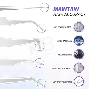 Pinzas Profesionales para Pestañas de Acero Inoxidable con Punta Puntiaguda y Mango Cómodo para Extensiones de Pestañas - Product Image 6