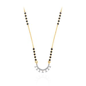 Élégant collier mangalsutra pour femme GLEAMORA ENTERPRISE plaqué or rose 9 carats or jaune certifié IGI avec perles noires et diamants - Product Image 1