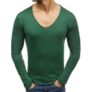 Camiseta Térmica de Manga Larga para Hombre, 100% Algodón, Tejido de Punto, Color Sólido, Ecológica, de Secado Rápido, Personalizable, OEM, Gran Venta - Product Image 6