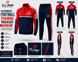 Conjunto Completo de Chándal de Fútbol Personalizado Claw International, Chaqueta Deportiva con Capucha para Invierno, Logotipo Bordado con Cierre - Product Image 4