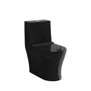 Inodoro Moderno de Cerámica Negra de Una Pieza, Montado en el Suelo, con Doble Descarga, Ecológico, Fácil de Limpiar, Cierre Lento, 2 Años de Garantía, para Baño de Villa - Product Image 4