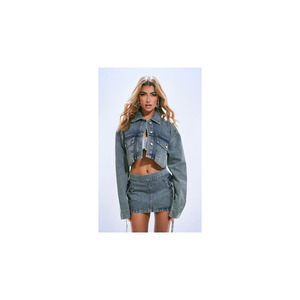 Women's Solid Lightweight Casual Knitted Denim <b>Jacket</b> <b>Short</b> Cropped Winter Autumn Wholesale - Product Image 4