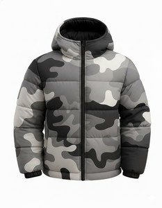 Mens Grey Solid Hooded Waterproof Breathable Puffer Jacket Winter Warm Quilted <b>Bubble</b> <b>Coat</b> Zip Casual Streetwear Outdoor - Product Image 1