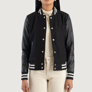 Blouson de baseball Letterman personnalisé à faible MOQ / Nouveau blouson de baseball Varsity personnalisé avec broderie chenille pour femme - Product Image 1