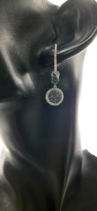 1.31 Cttw White & Blue Diamond Drop <b>Dangle</b> <b>Earrings</b> 925 Sterling <b>Silver</b>, Round Cut Natural & Color-Enhanced Diamond <b>Earrings</b> - Product Image 3
