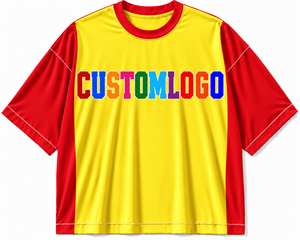 Custom Logo Men's Yellow <b>Red</b> Short Sleeve T-<b>Shirt</b> Digital Print O-Neck Casual <b>Oversized</b> Fit Quick Dry Soft Knitted Polyester - Product Image 1