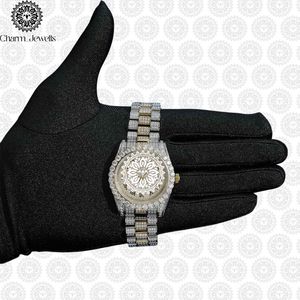 Montre de luxe pour homme Charm_Jewells en acier inoxydable, boîtier de 40 mm, accent diamant, verre saphir, mouvement mécanique analogique, 10 bars - Product Image 2