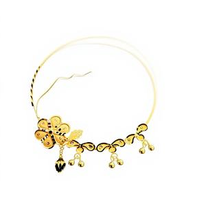 Anneau de nez en or massif 22 carats, bijou de mariage traditionnel indien, design Nath motif paon floral émaillé, grande taille, fil de piercing - Product Image 1