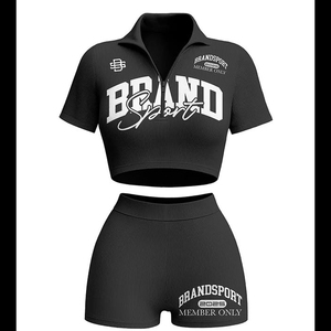 Nuevo Conjunto de Verano para Mujer: Chaqueta de Manga Corta con Cremallera y Pantalones Cortos de Algodón, Estampado Personalizado, Sexy, Verde y Amarillo, Ropa de Descanso hasta la Rodilla - Product Image 3