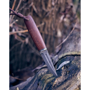 Couteau de chasse à lame fixe Puukko, lame en acier Damas, manche en bois d'Azobé, outils d'extérieur, étui en cuir, cadeaux SHORT SIGN INDUSTRY - Product Image 2