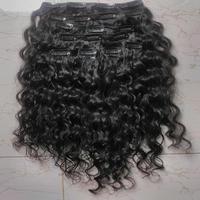 Extensions de cheveux naturels indiens Remy à clipser, 100 % cheveux véritables, double épaisseur, texture lisse/ondulée/bouclée, sans produits chimiques