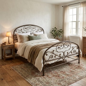 Lit en fer forgé de qualité commerciale pour hôtel, appartement, chambre à coucher – Cadre de lit robuste en métal pour lits jumeaux, doubles, queen et king size - Product Image 3