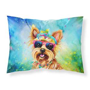 Yorkshire Terrier Hippie Dawg ilustraciones decorativas funda de almohada estándar ligera súper suave funda de cojín de fácil cuidado - Product Image 1