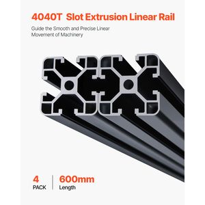 4 Pezzi Profilo in Alluminio Estruso T5 4040 da 23,6 (600 mm) Standard Europeo, Binario Lineare Anodizzato ad Alta Resistenza - Product Image 2