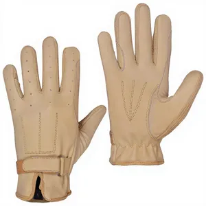 Gants d'équitation en cuir de chèvre, longueur poignet, style uni, non doublés, respirants, pour sports de plein air, printemps automne - Product Image 4