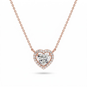 Collier Solitaire Cœur de Luxe en Argent Sterling 9KT 10KT 14KT 18KT avec Diamant de Laboratoire et Naturel, Pendentif pour Femme, Cadeau Bijou - Product Image 5