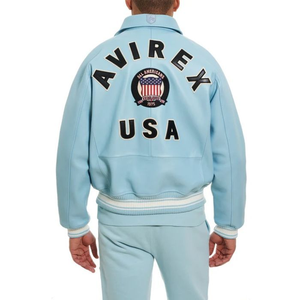 Chaqueta de Lona AVIREX para Hombre, Modelo ICON, Color Verde Azulado, Cuello Alto, Logotipo Frontal - Product Image 4
