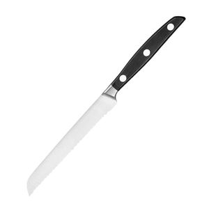 Couteaux de cuisine à lame dentelée noire avec manche argenté et triple rivet pour couper les tomates, trancher les légumes et les aliments au quotidien - Product Image 3