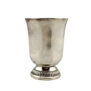 Classic Silver Plated Metal Mug With Beaded Base Matte Finish Heat Resistant Gift For Wedding Barware Cocktail Use - Product Image 1