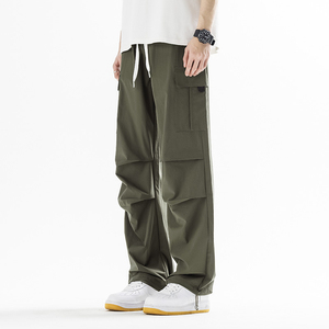 ANSZKTN Pantalones Largos Casuales de Paracaidista con Cordón Ajustable de Seda Helada para Hombre, Estilo Retro Americano, Novedad de Primavera - Product Image 2