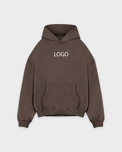 Sweat-shirts à capuche zippés pour hommes, en molleton 100% coton épais, marron, coupe oversize et carrée, épaules tombantes, logo personnalisé, streetwear, vente en gros - Product Image 1