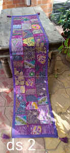 Chemin de table en coton patchwork artisanal indien, brodé à la main, nappe de mariage et décoration murale en tapisserie - Product Image 2