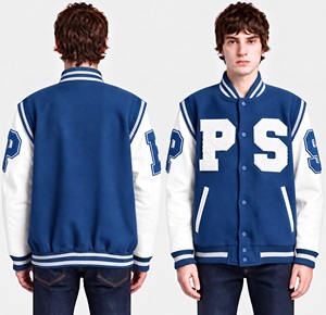 <b>mens</b> royal blue varsity jacket <b>wool</b> body leather sleeves snap closure letterman urban streetwear outerwear <b>coat</b> - Product Image 4
